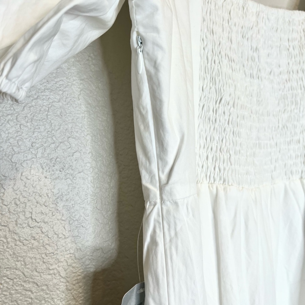 NWT Astr Puff Sleeve Poplin White Dress, S - Picture 7 of 10